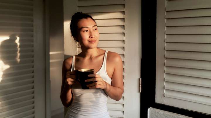 Woman drinking morning coffee