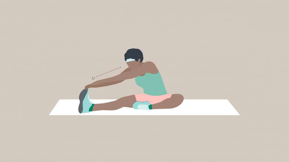 illustration of a woman stretching her hamstring
