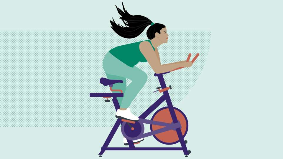 An illustration of a woman doing bike sprints