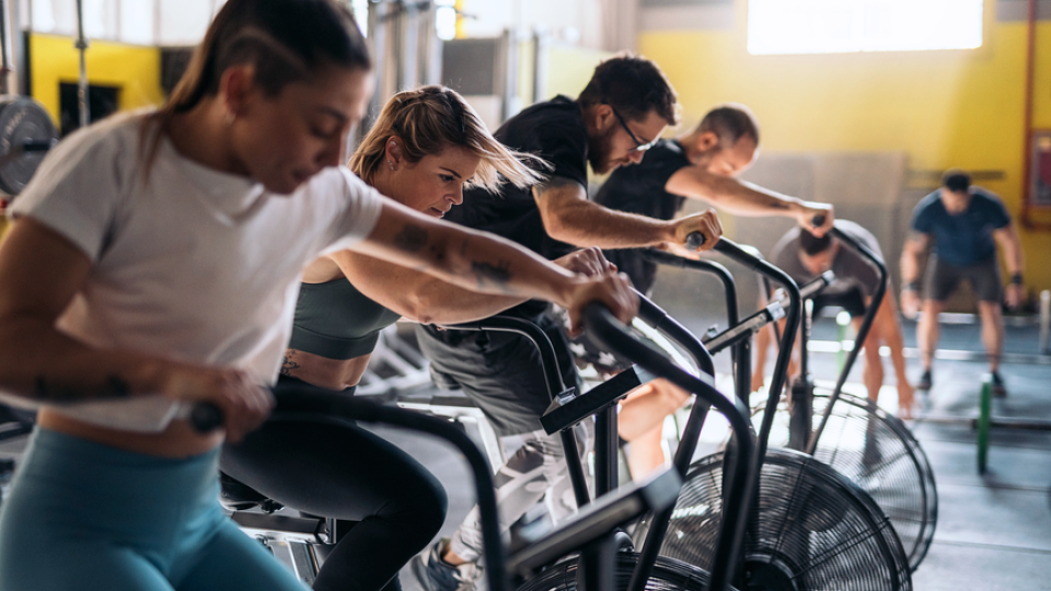 A photo of people during a spin class