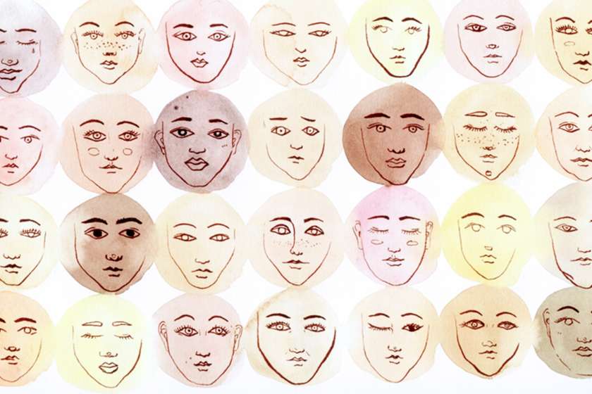 An illustration of women's faces.