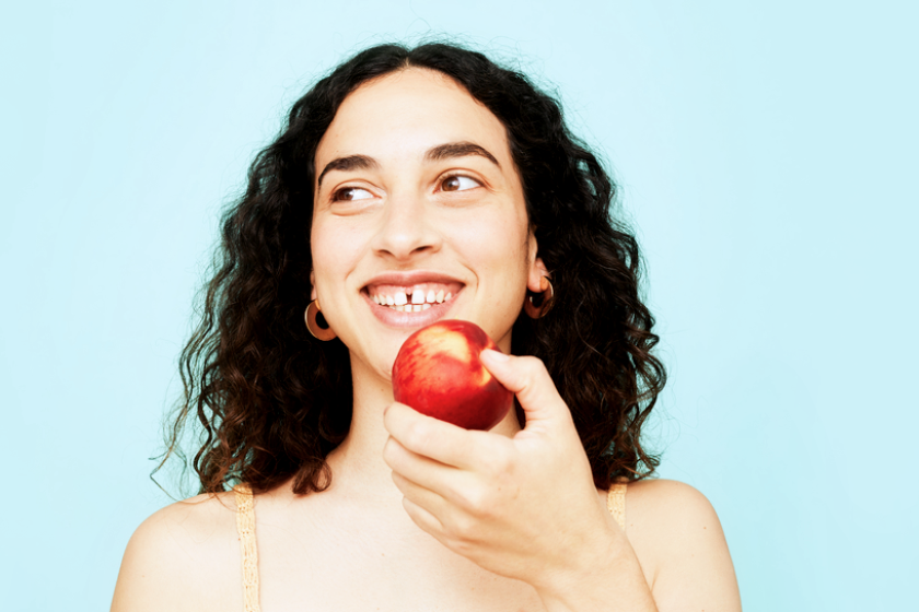 woman with apple