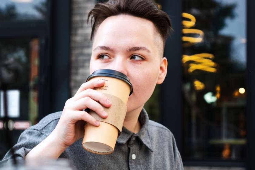 Person drinking coffee