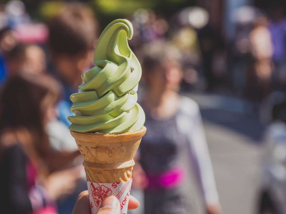 Macha ice cream cone