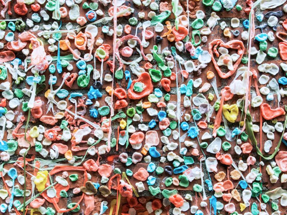 A photograph of Seattle's gum wall.