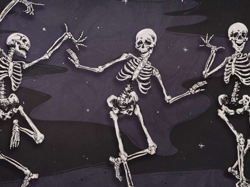 illustration of dancing skeletons